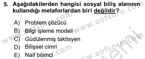 Sosyal Psikoloji 1 Dersi 2024 - 2025 Yılı Yaz Okulu Sınav Soruları 5. Soru