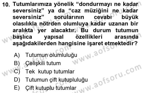 Sosyal Psikoloji 1 Dersi 2025 - 2026 Yılı Yaz Okulu Sınav Soruları 10. Soru