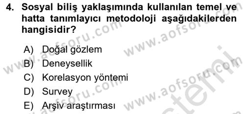 Sosyal Psikoloji 1 Dersi 2025 - 2026 Yılı Yaz Okulu Sınav Soruları 4. Soru