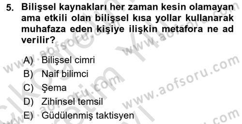 Sosyal Psikoloji 1 Dersi 2025 - 2026 Yılı Yaz Okulu Sınav Soruları 5. Soru