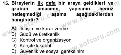 Sosyal Psikoloji 2 Dersi 2012 - 2013 Yılı (Vize) Ara Sınav Soruları 15. Soru