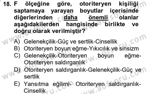 Sosyal Psikoloji 2 Dersi 2012 - 2013 Yılı (Vize) Ara Sınav Soruları 18. Soru