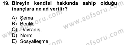 Sosyal Psikoloji 2 Dersi 2012 - 2013 Yılı (Final) Dönem Sonu Sınav Soruları 19. Soru