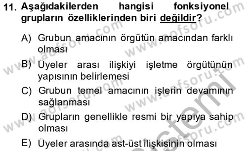 Sosyal Psikoloji 2 Dersi 2013 - 2014 Yılı (Vize) Ara Sınav Soruları 11. Soru