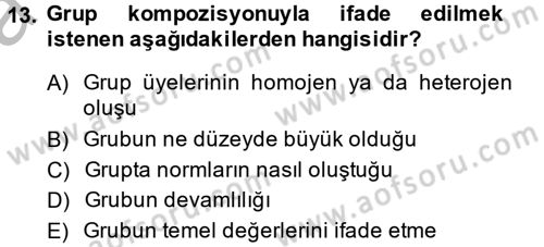 Sosyal Psikoloji 2 Dersi 2013 - 2014 Yılı (Vize) Ara Sınav Soruları 13. Soru