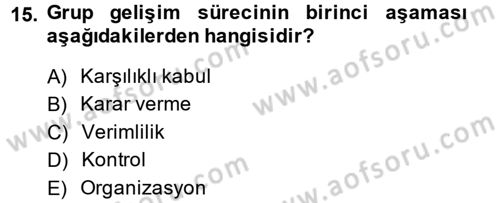 Sosyal Psikoloji 2 Dersi 2013 - 2014 Yılı (Vize) Ara Sınav Soruları 15. Soru