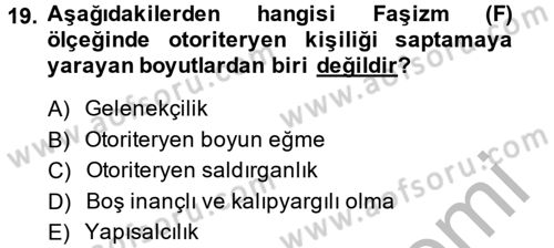 Sosyal Psikoloji 2 Dersi 2013 - 2014 Yılı (Vize) Ara Sınav Soruları 19. Soru