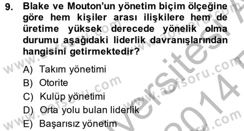 Sosyal Psikoloji 2 Dersi 2013 - 2014 Yılı (Vize) Ara Sınav Soruları 9. Soru