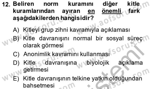 Sosyal Psikoloji 2 Dersi 2013 - 2014 Yılı (Final) Dönem Sonu Sınav Soruları 12. Soru