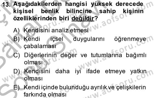 Sosyal Psikoloji 2 Dersi 2013 - 2014 Yılı (Final) Dönem Sonu Sınav Soruları 13. Soru