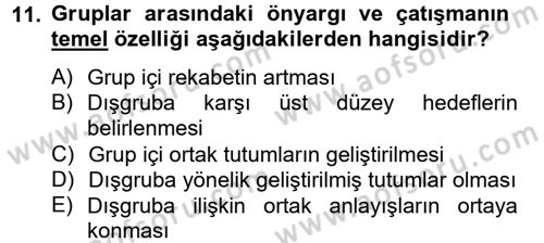 Sosyal Psikoloji 2 Dersi 2013 - 2014 Yılı Tek Ders Sınav Soruları 11. Soru