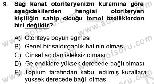 Sosyal Psikoloji 2 Dersi 2013 - 2014 Yılı Tek Ders Sınav Soruları 9. Soru