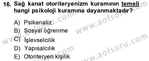 Sosyal Psikoloji 2 Dersi 2014 - 2015 Yılı (Vize) Ara Sınav Soruları 16. Soru