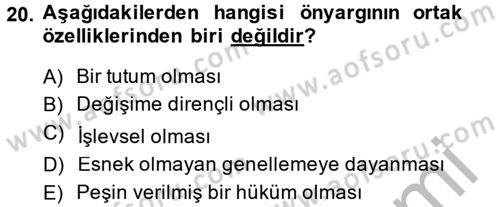 Sosyal Psikoloji 2 Dersi 2014 - 2015 Yılı (Vize) Ara Sınav Soruları 20. Soru