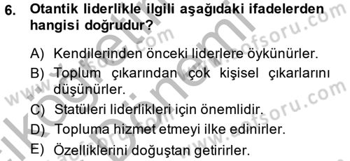 Sosyal Psikoloji 2 Dersi 2014 - 2015 Yılı (Vize) Ara Sınav Soruları 6. Soru