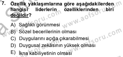 Sosyal Psikoloji 2 Dersi 2014 - 2015 Yılı (Vize) Ara Sınav Soruları 7. Soru