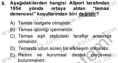 Sosyal Psikoloji 2 Dersi 2014 - 2015 Yılı (Final) Dönem Sonu Sınav Soruları 5. Soru