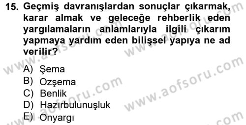 Sosyal Psikoloji 2 Dersi 2014 - 2015 Yılı Tek Ders Sınav Soruları 15. Soru