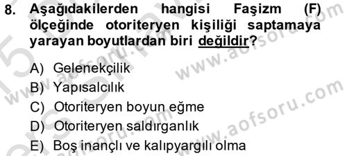 Sosyal Psikoloji 2 Dersi 2014 - 2015 Yılı Tek Ders Sınav Soruları 8. Soru