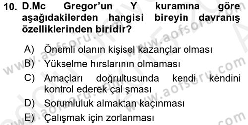 Sosyal Psikoloji 2 Dersi 2015 - 2016 Yılı (Vize) Ara Sınav Soruları 10. Soru