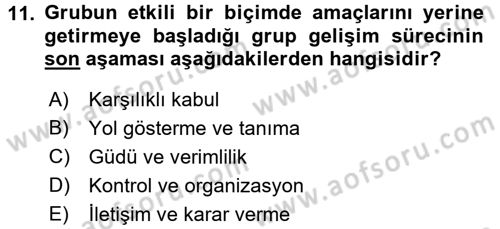 Sosyal Psikoloji 2 Dersi 2015 - 2016 Yılı (Vize) Ara Sınav Soruları 11. Soru