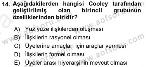 Sosyal Psikoloji 2 Dersi 2015 - 2016 Yılı (Vize) Ara Sınav Soruları 14. Soru