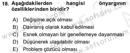 Sosyal Psikoloji 2 Dersi 2015 - 2016 Yılı (Vize) Ara Sınav Soruları 18. Soru
