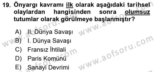 Sosyal Psikoloji 2 Dersi 2015 - 2016 Yılı (Vize) Ara Sınav Soruları 19. Soru