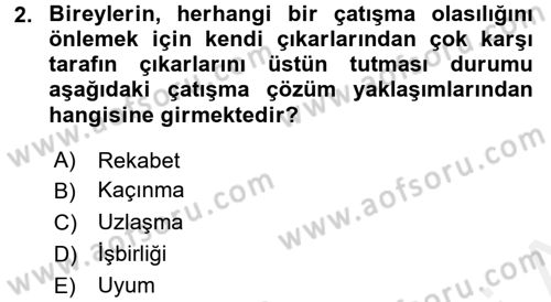 Sosyal Psikoloji 2 Dersi 2015 - 2016 Yılı (Vize) Ara Sınav Soruları 2. Soru