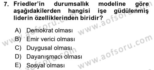 Sosyal Psikoloji 2 Dersi 2015 - 2016 Yılı (Vize) Ara Sınav Soruları 7. Soru
