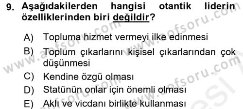 Sosyal Psikoloji 2 Dersi 2015 - 2016 Yılı (Vize) Ara Sınav Soruları 9. Soru