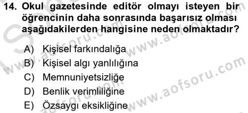 Sosyal Psikoloji 2 Dersi 2015 - 2016 Yılı (Final) Dönem Sonu Sınav Soruları 14. Soru
