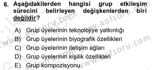 Sosyal Psikoloji 2 Dersi 2015 - 2016 Yılı Tek Ders Sınav Soruları 6. Soru