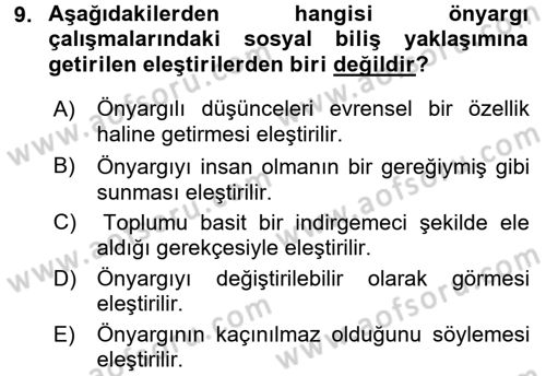 Sosyal Psikoloji 2 Dersi 2015 - 2016 Yılı Tek Ders Sınav Soruları 9. Soru