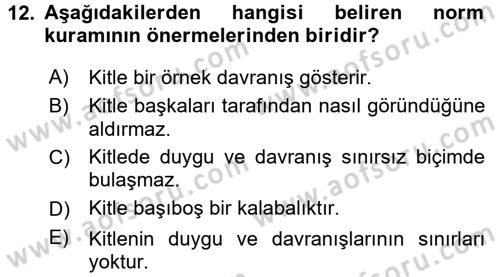 Sosyal Psikoloji 2 Dersi 2016 - 2017 Yılı 3 Ders Sınav Soruları 12. Soru