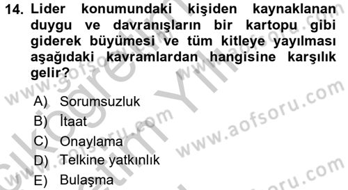 Sosyal Psikoloji 2 Dersi 2016 - 2017 Yılı 3 Ders Sınav Soruları 14. Soru
