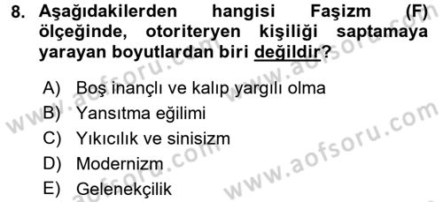 Sosyal Psikoloji 2 Dersi 2016 - 2017 Yılı 3 Ders Sınav Soruları 8. Soru