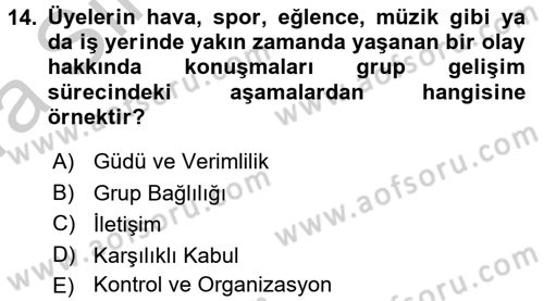 Sosyal Psikoloji 2 Dersi 2016 - 2017 Yılı (Vize) Ara Sınav Soruları 14. Soru