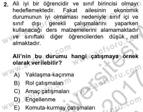 Sosyal Psikoloji 2 Dersi 2016 - 2017 Yılı (Vize) Ara Sınav Soruları 2. Soru