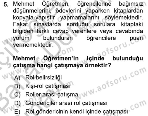 Sosyal Psikoloji 2 Dersi 2016 - 2017 Yılı (Vize) Ara Sınav Soruları 5. Soru
