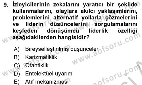 Sosyal Psikoloji 2 Dersi 2016 - 2017 Yılı (Vize) Ara Sınav Soruları 9. Soru