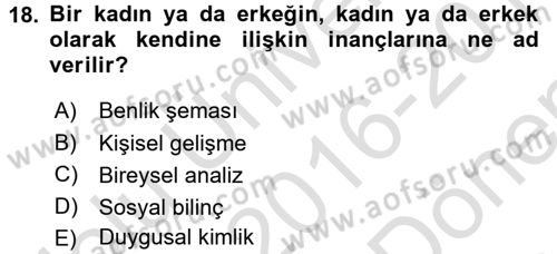 Sosyal Psikoloji 2 Dersi 2016 - 2017 Yılı (Final) Dönem Sonu Sınav Soruları 18. Soru