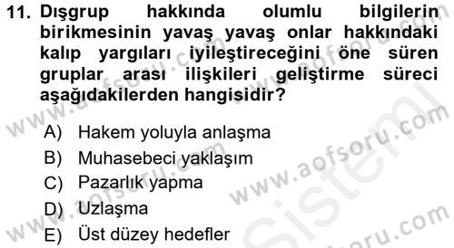 Sosyal Psikoloji 2 Dersi 2017 - 2018 Yılı 3 Ders Sınav Soruları 11. Soru