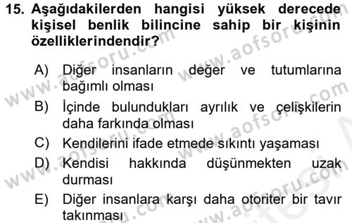 Sosyal Psikoloji 2 Dersi 2017 - 2018 Yılı 3 Ders Sınav Soruları 15. Soru