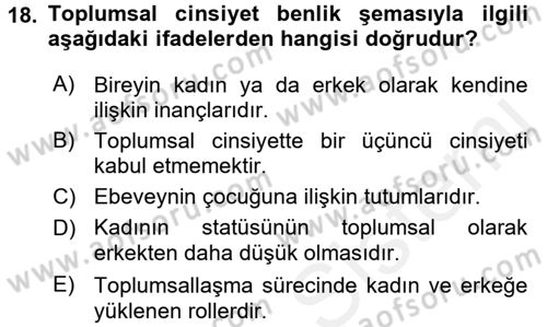 Sosyal Psikoloji 2 Dersi 2017 - 2018 Yılı 3 Ders Sınav Soruları 18. Soru