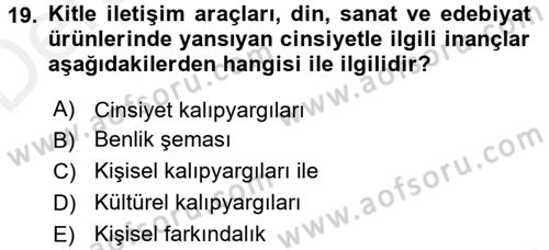 Sosyal Psikoloji 2 Dersi 2017 - 2018 Yılı 3 Ders Sınav Soruları 19. Soru