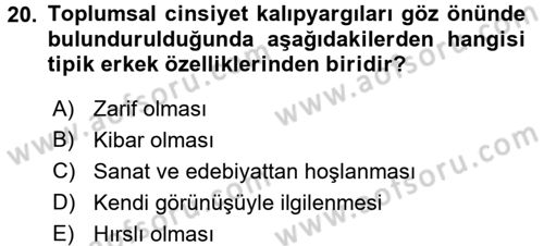 Sosyal Psikoloji 2 Dersi 2017 - 2018 Yılı 3 Ders Sınav Soruları 20. Soru