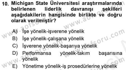 Sosyal Psikoloji 2 Dersi 2017 - 2018 Yılı (Vize) Ara Sınavı 10. Soru