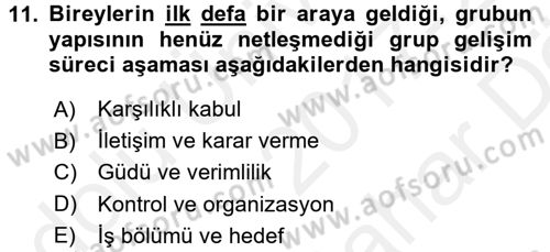 Sosyal Psikoloji 2 Dersi 2017 - 2018 Yılı (Vize) Ara Sınav Soruları 11. Soru