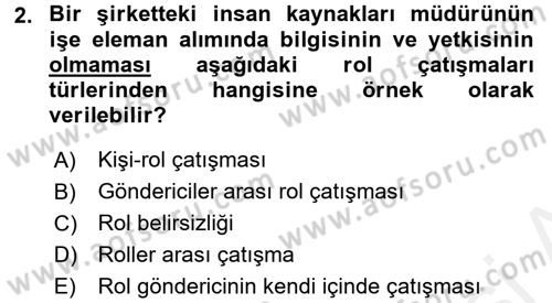 Sosyal Psikoloji 2 Dersi 2017 - 2018 Yılı (Vize) Ara Sınav Soruları 2. Soru